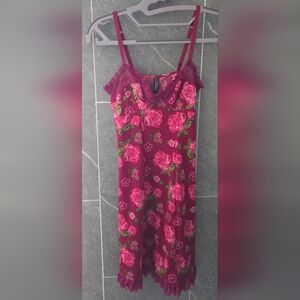 NWOT Victoria's Secret Sexy Little Things Pink Rose Ruffle Chemise Slip Dress S